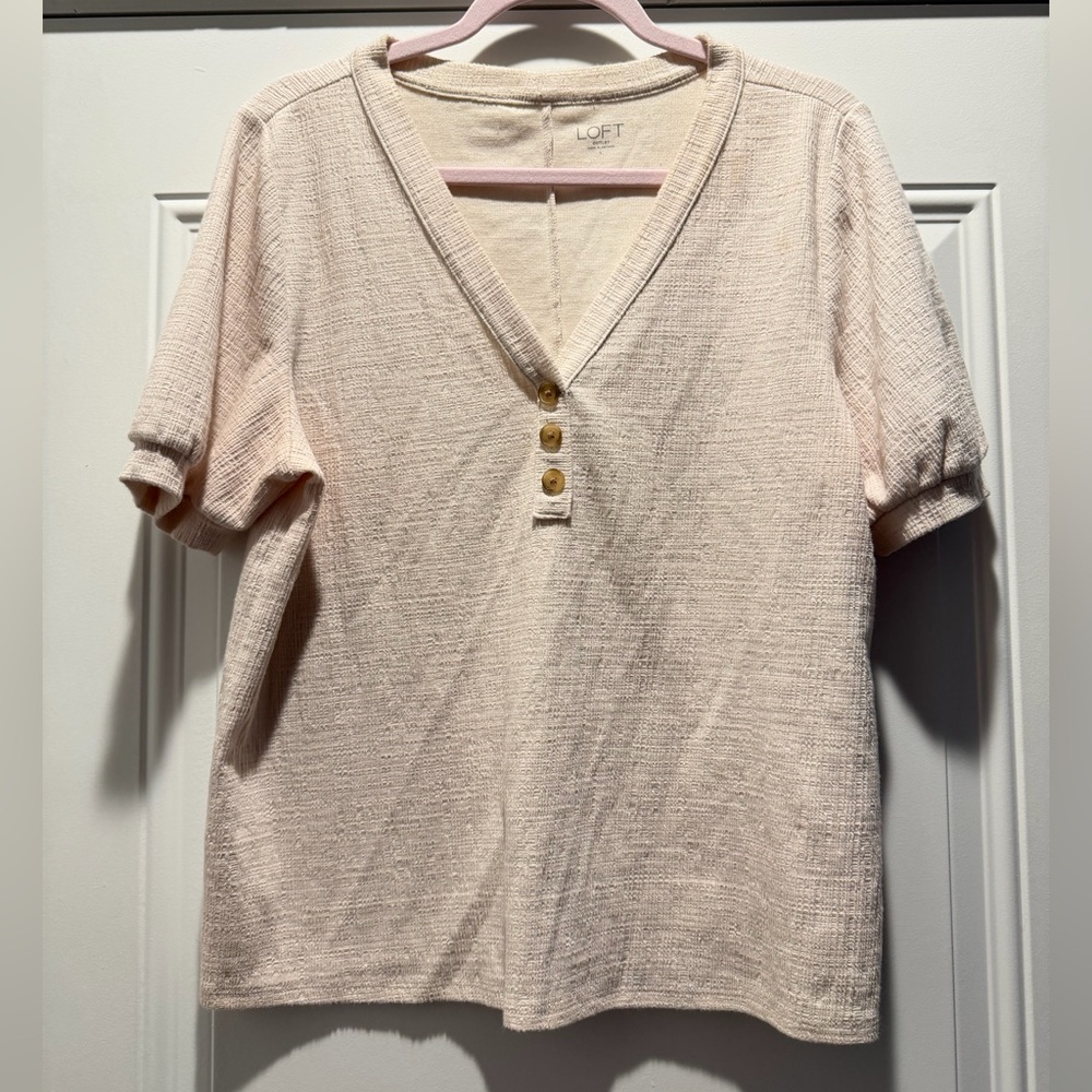 LOFT Women's Cream Button Shirt